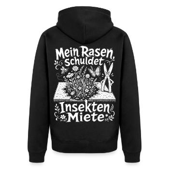 Wilde Wiese gegen Einheitsrasen - Unisex Premium Bio Zip Hoodie - Schwarz - Hinten - Nico (187cm)
