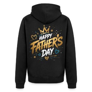 Journée fête des pères - Doré - Father's Day - Unisex Premium Organic Zip Hoodie - black - Back - Nico (187cm)
