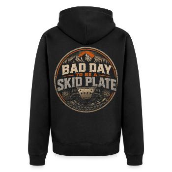 Offroad-Abzeichen: Schlechter Tag für den Huf - Unisex Premium Bio Zip Hoodie - Schwarz - Hinten - Nico (187cm)