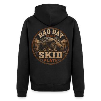 Offroad-Abzeichen: Schlechter Tag für den Huf - Unisex Premium Bio Zip Hoodie - Schwarz - Hinten - Nico (187cm)