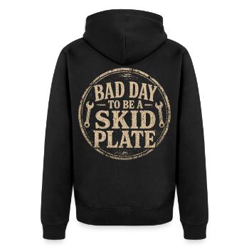 Offroad-Abzeichen: Schlechter Tag für den Huf - Unisex Premium Bio Zip Hoodie - Schwarz - Hinten - Nico (187cm)