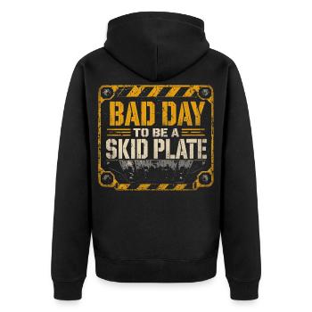 Offroad-Abzeichen: Schlechter Tag für den Huf - Unisex Premium Bio Zip Hoodie - Schwarz - Hinten - Nico (187cm)