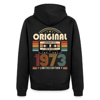 53e anniversaire Gift Man Cassette Best of 1973 - Veste à capuche bio Premium Unisexe - noir - Dos - Nico (187cm)