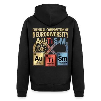 Tableau périodique de la chimie de l’autisme de la neurodiversité - Veste à capuche bio Premium Unisexe - noir - Dos - Nico (187cm)