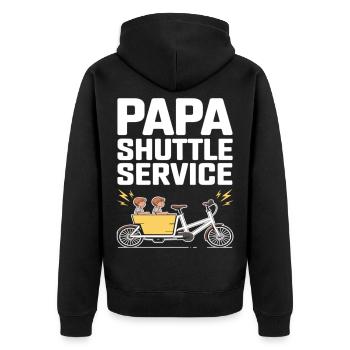Papa Shuttle Service Cargo Bike Papa - Unisex Premium Organic Zip Hoodie - black - Back - Nico (187cm)
