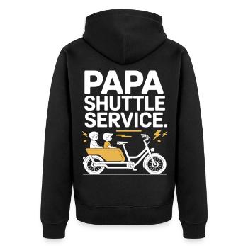 Papa Shuttle Service Cargo Bike Papa - Unisex Premium Organic Zip Hoodie - black - Back - Nico (187cm)