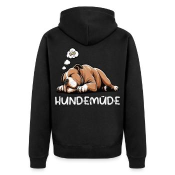 Hundemüde American Bully Bully Pit Bullybesitzer - Unisex Premium Bio Zip Hoodie - Schwarz - Hinten - Nico (187cm)