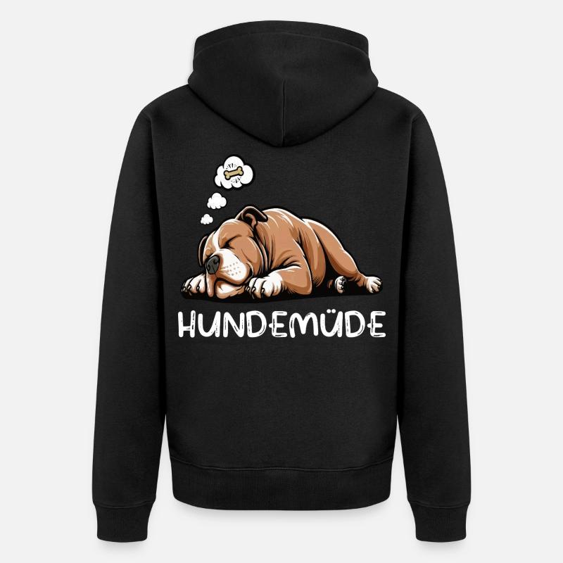 Hundemüde American Bully Bully Pit Bullybesitzer - Unisex Premium Bio Zip Hoodie - Schwarz