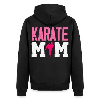 Karate Mom Martial Arts Mother Fighter Pink - Unisex Premium Organic Zip Hoodie - black - Back - Nico (187cm)
