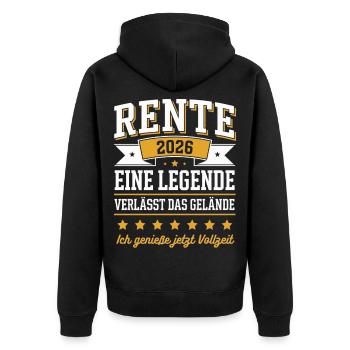 Rentnerin Rentner Pension Pensionierung Rente 2026 - Unisex Premium Bio Zip Hoodie - Schwarz - Hinten - Nico (187cm)
