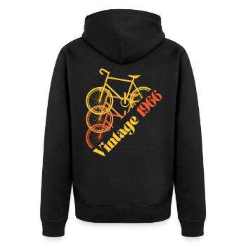 Vintage 1966 - Unisex Premium Bio Zip Hoodie - Schwarz - Hinten - Nico (187cm)