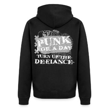Punk For A Day - Unisex Premium Organic Zip Hoodie - black - Back - Nico (187cm)