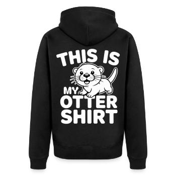 Voici mon joli t-shirt Otter - Veste à capuche bio Premium Unisexe - noir - Dos - Nico (187cm)