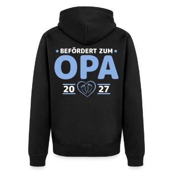 Babyparty Befördert zum Opa 2027 - Unisex Premium Bio Zip Hoodie - Schwarz - Hinten - Nico (187cm)