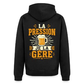 La pression je la gère - Veste à capuche bio Premium Unisexe - noir - Dos - Nico (187cm)
