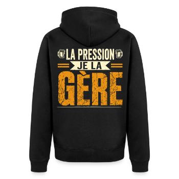 La pression je la gère - Veste à capuche bio Premium Unisexe - noir - Dos - Nico (187cm)