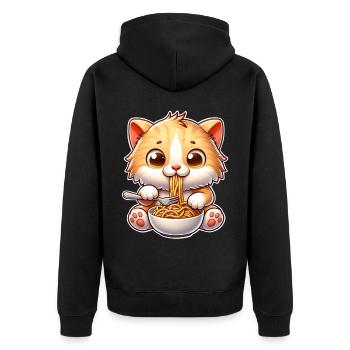 Kitten Spaghetti Pasta - Unisex Premium Organic Zip Hoodie - black - Back - Nico (187cm)