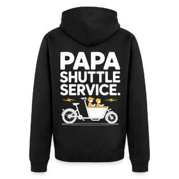 Papa Shuttle Service Cargo Bike Papa - Unisex Premium Organic Zip Hoodie - black - Back - Nico (187cm)