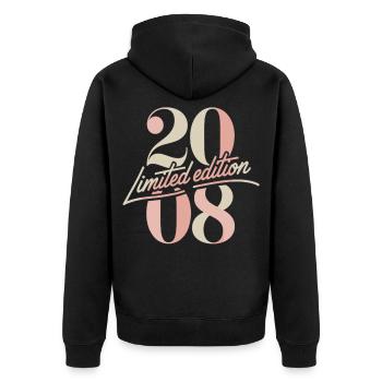 Limited Edition 2008 Geburtstag Vintage - Unisex Premium Bio Zip Hoodie - Schwarz - Hinten - Nico (187cm)