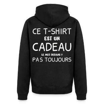 Homme Tshirt Cadeau Humour Couple Mec  - Veste à capuche bio Premium Unisexe - noir - Dos - Nico (187cm)