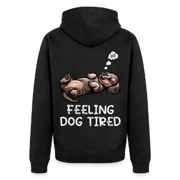Feeling Dog Tired Rauhaardackel Dackel Teckel - Unisex Premium Bio Zip Hoodie - Schwarz - Hinten - Nico (187cm)