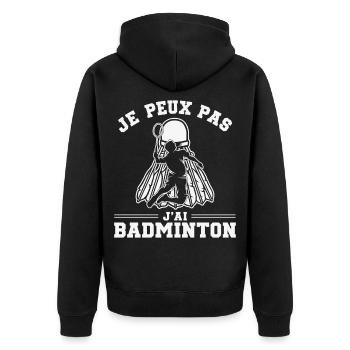 Je Peux Pas J’Ai Badminton - Veste à capuche bio Premium Unisexe - noir - Dos - Nico (187cm)
