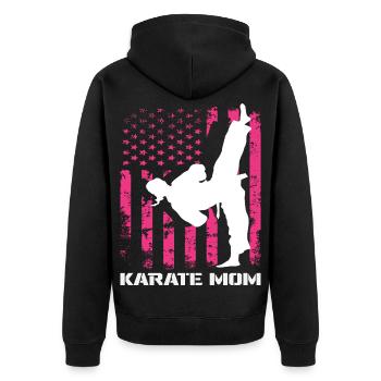 Karate Mom USA Flag Martial Arts Mom Pink - Unisex Premium Organic Zip Hoodie - black - Back - Nico (187cm)