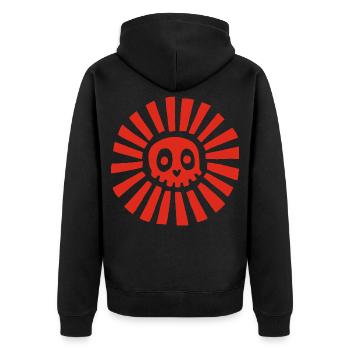 Red Sunny Skull - Unisex Premium Organic Zip Hoodie - black - Back - Nico (187cm)