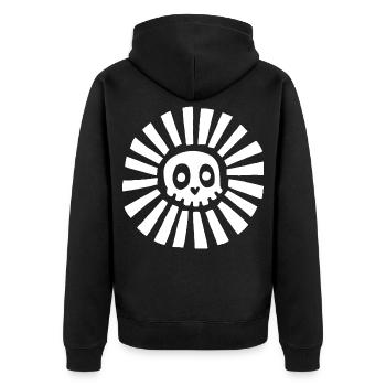 White Sunny Skull - Unisex Premium Organic Zip Hoodie - black - Back - Nico (187cm)