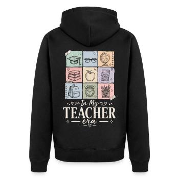 Chemise scolaire de l’ère des enseignants - Veste à capuche bio Premium Unisexe - noir - Dos - Nico (187cm)