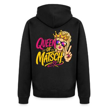 Queen of Matsch - Blond - Unisex Premium Bio Zip Hoodie - Schwarz - Hinten - Nico (187cm)