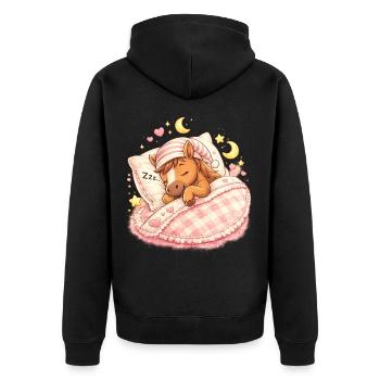 Chemise de nuit des filles dorment du cheval - Veste à capuche bio Premium Unisexe - noir - Dos - Nico (187cm)