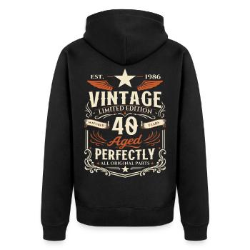 Cadeau de 40e anniversaire 1986 Homme Vintage Rétro - Veste à capuche bio Premium Unisexe - noir - Dos - Nico (187cm)