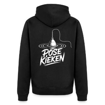 Angler Pose Design - Unisex Premium Bio Zip Hoodie - Schwarz - Hinten - Nico (187cm)