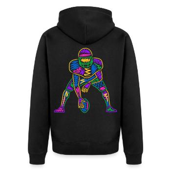American Football Kinder Jungen bunt Football - Unisex Premium Bio Zip Hoodie - Schwarz - Hinten - Nico (187cm)