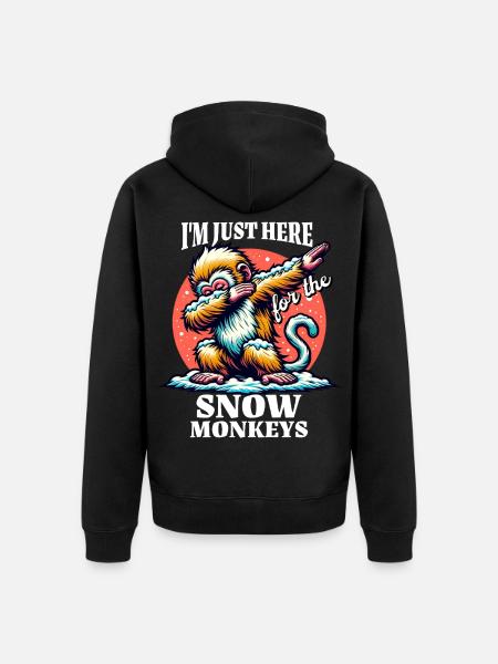 Lustige Schneeaffe Sprüche - Unisex Premium Bio Zip Hoodie - Schwarz