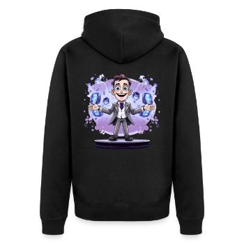 Show magician in suit with energy show - Unisex Premium Organic Zip Hoodie - black - Back - Nico (187cm)