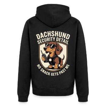 Dackel Snackwache - Unisex Premium Bio Zip Hoodie - Schwarz - Hinten - Nico (187cm)