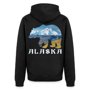 Alaskan Bear Lake and Mountain Alaska Souvenir - Unisex Premium Organic Zip Hoodie - black - Back - Nico (187cm)
