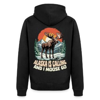 L’Alaska appelle et moi, je deviens drôle - Veste à capuche bio Premium Unisexe - noir - Dos - Nico (187cm)