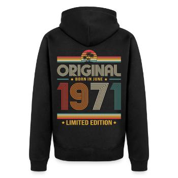 Cadeau du 55e anniversaire Millésime juin 1971 - Veste à capuche bio Premium Unisexe - noir - Dos - Nico (187cm)