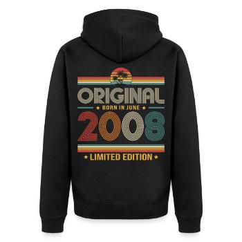 Cadeau du 18e anniversaire Vintage juin Millésime 2008 - Veste à capuche bio Premium Unisexe - noir - Dos - Nico (187cm)
