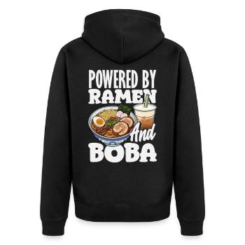 Powered by Ramen and Boba Bubble Tea - Unisex Premium Organic Zip Hoodie - black - Back - Nico (187cm)