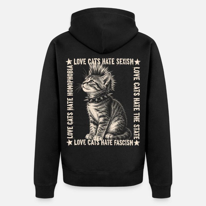 Punk Cat Love Cats Haut Statement - Veste à capuche bio Premium Unisexe - noir