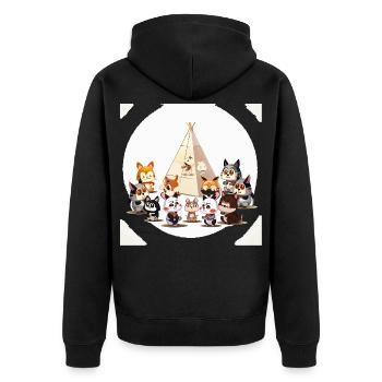 Animal Campfire Round - Unisex Premium Organic Zip Hoodie - black - Back - Nico (187cm)