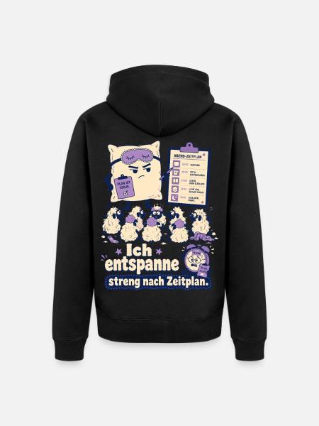 Ich entspanne streng nach Zeitplan - Unisex Premium Bio Zip Hoodie - Schwarz