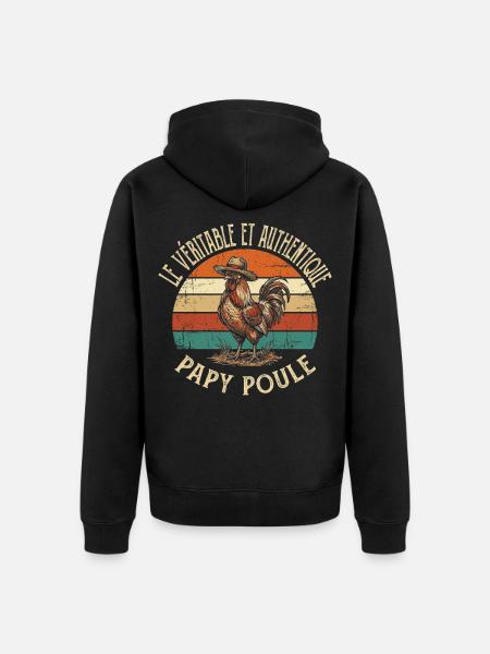 Véritable Et Authentique Papy Poule - Veste à capuche bio Premium Unisexe - noir