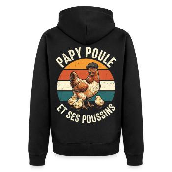 Ses Poussins Papy Poule Grand-Père - Veste à capuche bio Premium Unisexe - noir - Dos - Nico (187cm)