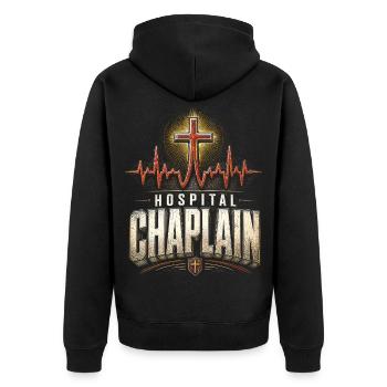 Kaplan Kleriker Pfarrer Krankenhauspfarrer - Unisex Premium Bio Zip Hoodie - Schwarz - Hinten - Nico (187cm)