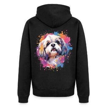 Chien Shih Tzu Art Coloré - Veste à capuche bio Premium Unisexe - noir - Dos - Nico (187cm)